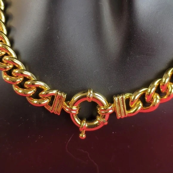 Cuban Chain Necklace With Sailor Clasp 24 K Gold Filled  Unisex! - Picture 5 of 11